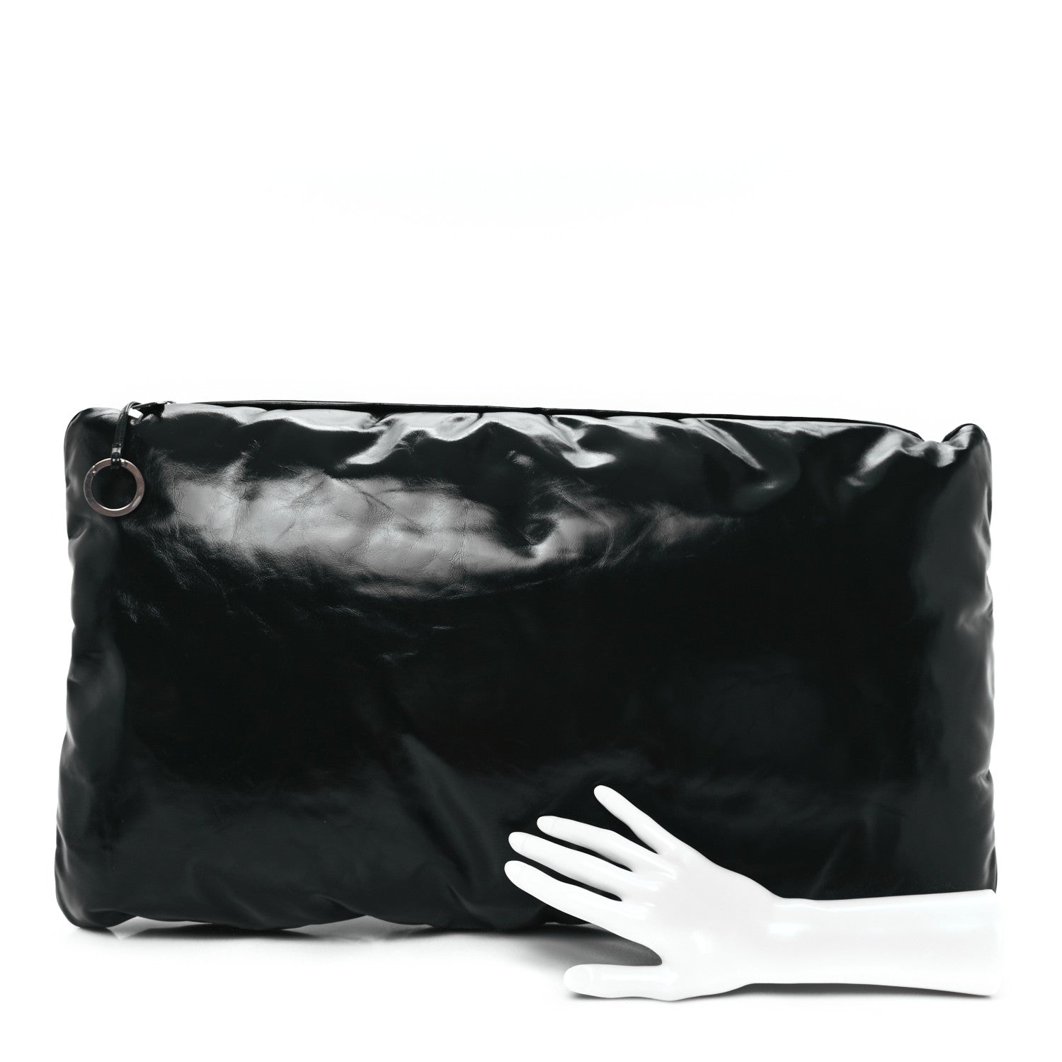 ※最終価格　【超美品】BOTTEGA VENETA ケース Bottega Veneta Patent Large Pillow Pouch Emerald Green 1662334
