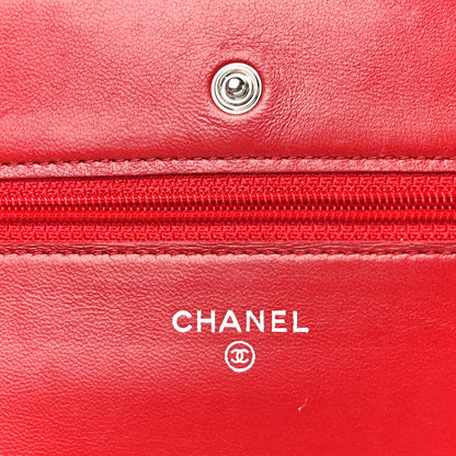 Chanel Lambskin Quilted Wallet on Chain WOC Red 6 of 22