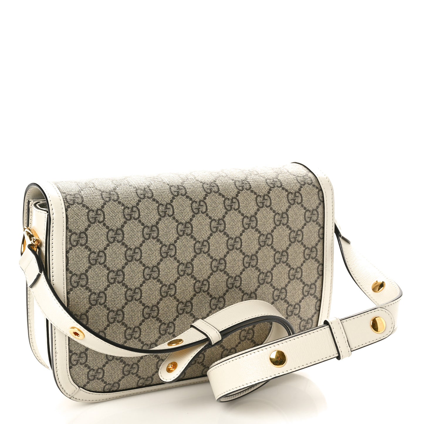 GG Supreme Monogram Horsebit 1955 Shoulder Bag Beige Mystic White
