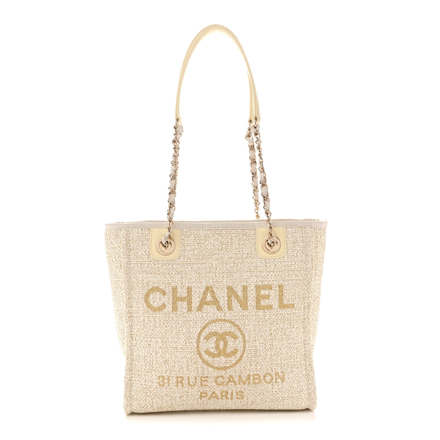 Lurex Boucle Mini Deauville Tote White