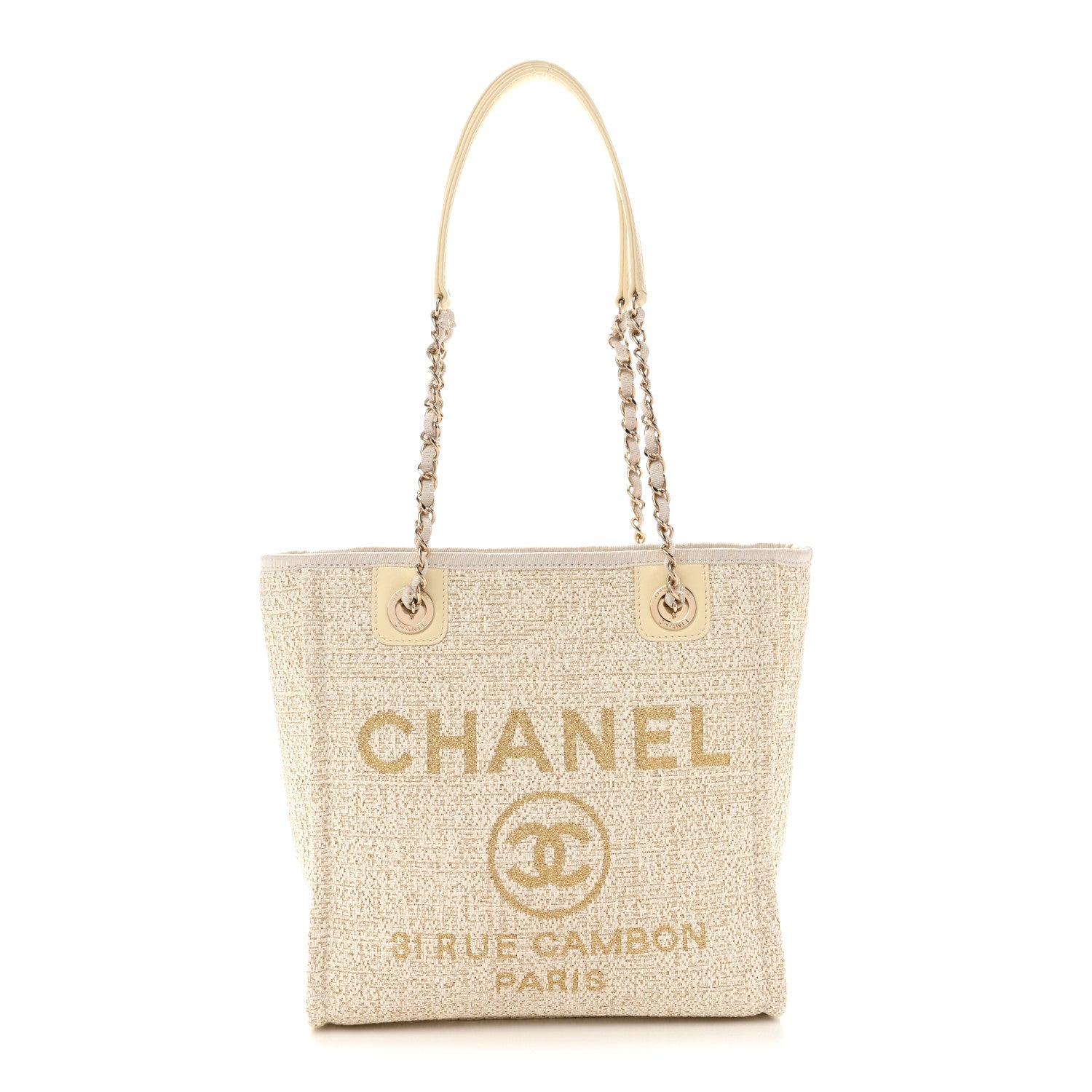 Chanel Lurex Boucle Mini Deauville Tote White 1 of 12