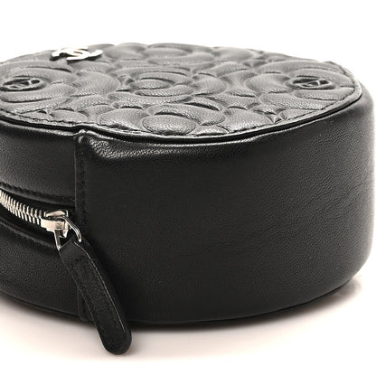 Chanel Goatskin Camellia Quilted Round Clutch With Chain Black 10 of 10