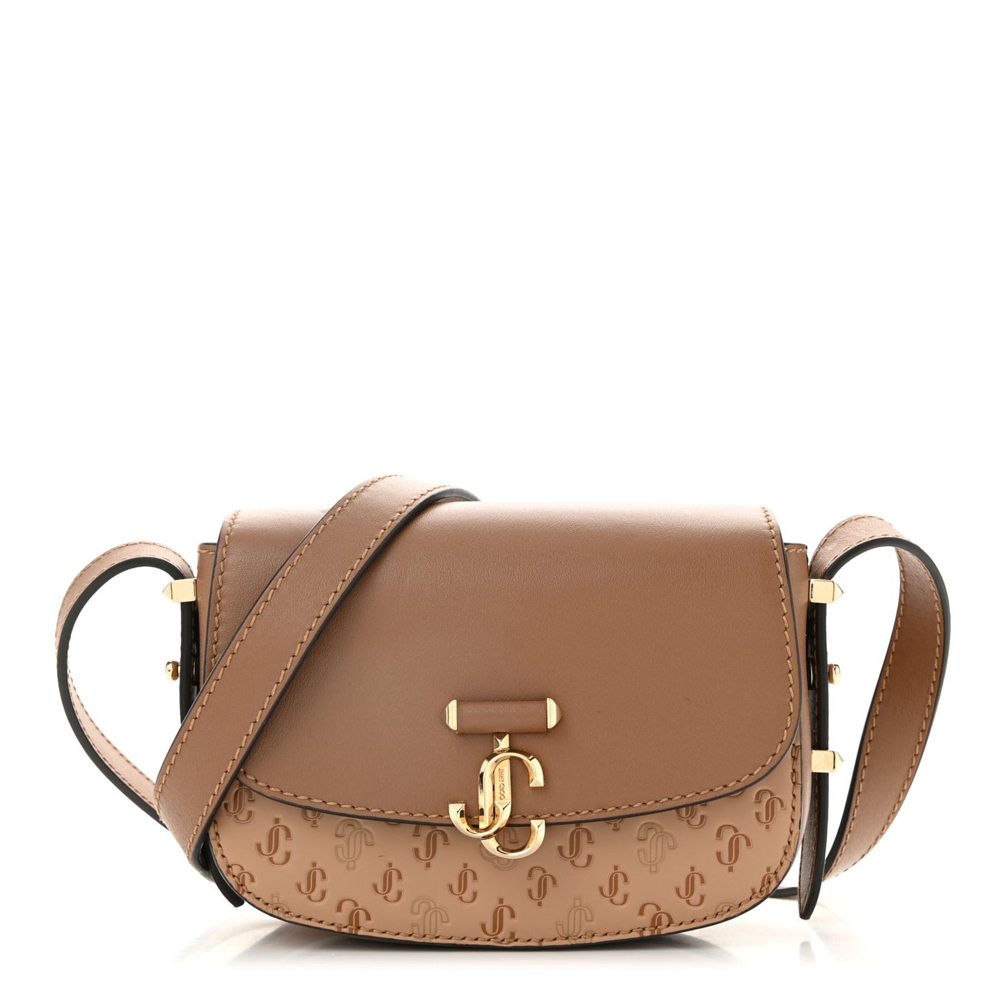 Calfskin Small Varenne Logo Embossed Shoulder Bag Brown