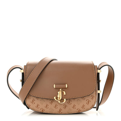 Jimmy Choo Calfskin Small Varenne Logo Embossed Shoulder Bag Brown 1 of 10
