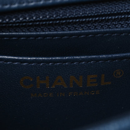 Chanel Printed Denim Quilted Mini Rectangular Flap Dark Blue 6 of 10