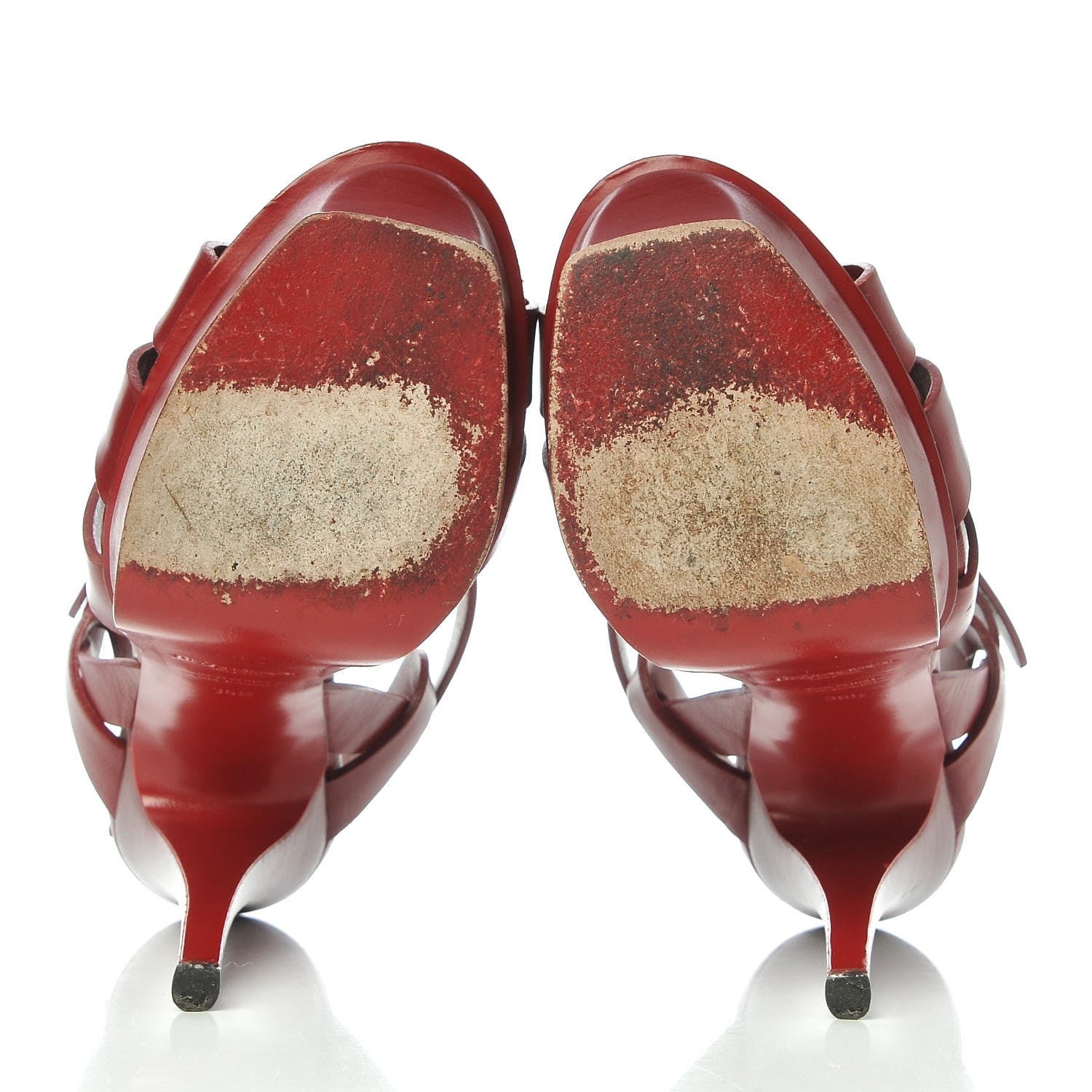 Saint Laurent Calfskin Tribute 105 Platform Sandals 36.5 Deep Red 7 of 14