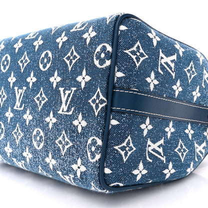 Louis Vuitton Monogram Jacquard Denim Speedy Bandouliere 25 Bleu 9 of 9