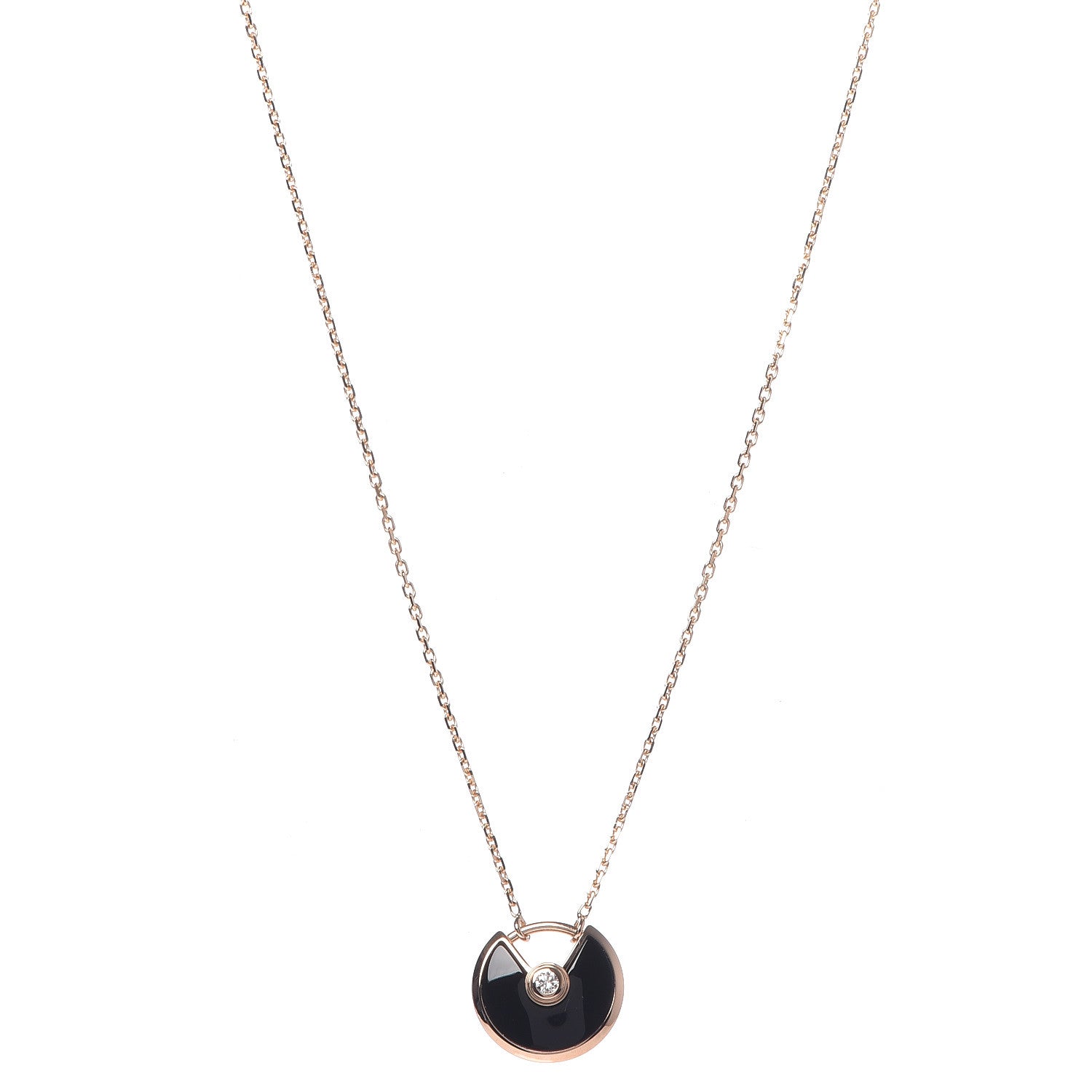 Cartier 18K Pink Gold Diamond Black Onyx XS Amulette de Cartier Pendant Necklace 1 of 7