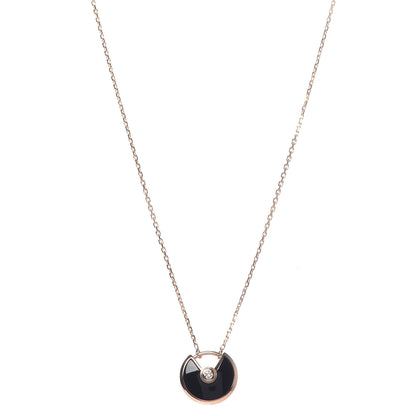 Cartier 18K Pink Gold Diamond Black Onyx XS Amulette de Cartier Pendant Necklace 1 of 7