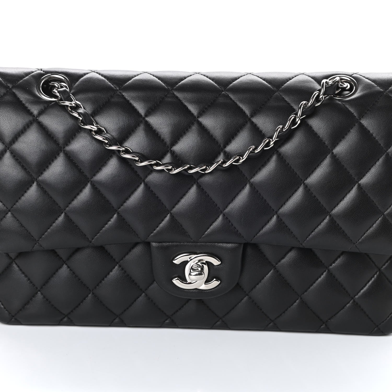 Chanel Lambskin Quilted Medium Double Flap Black 8 of 10