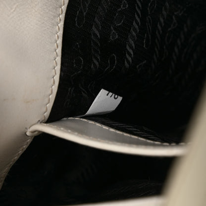 Prada Spazzolato Cleo Shoulder Bag White Black 7 of 10