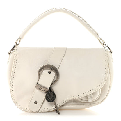 Christian Dior Calfskin Braided Gaucho Double Saddle Bag White 1 of 10