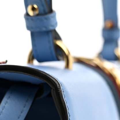 Gucci Calfskin Embroidered Medium Sylvie Top Handle Bag Clear Sky Blue 13 of 13