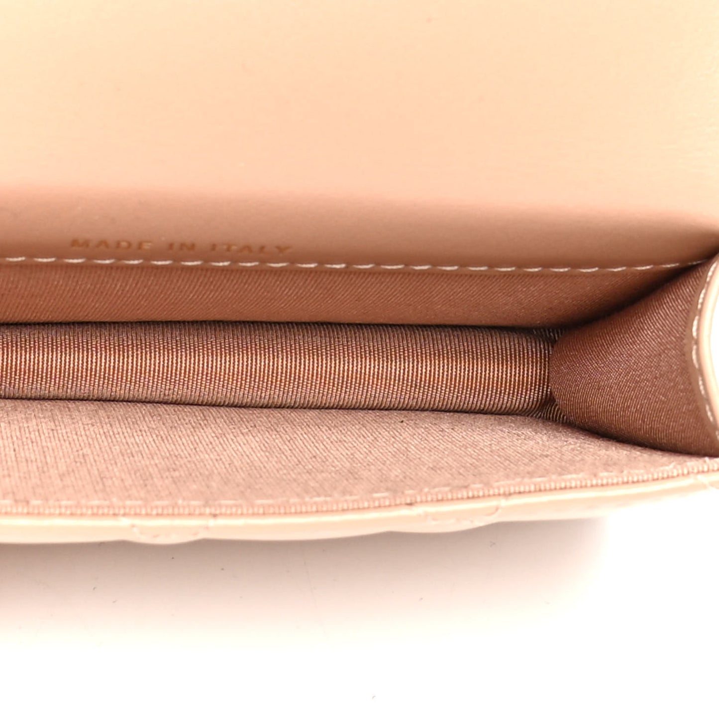 Calfskin Quilted Perfect Fit Coin Purse With Chain Beige