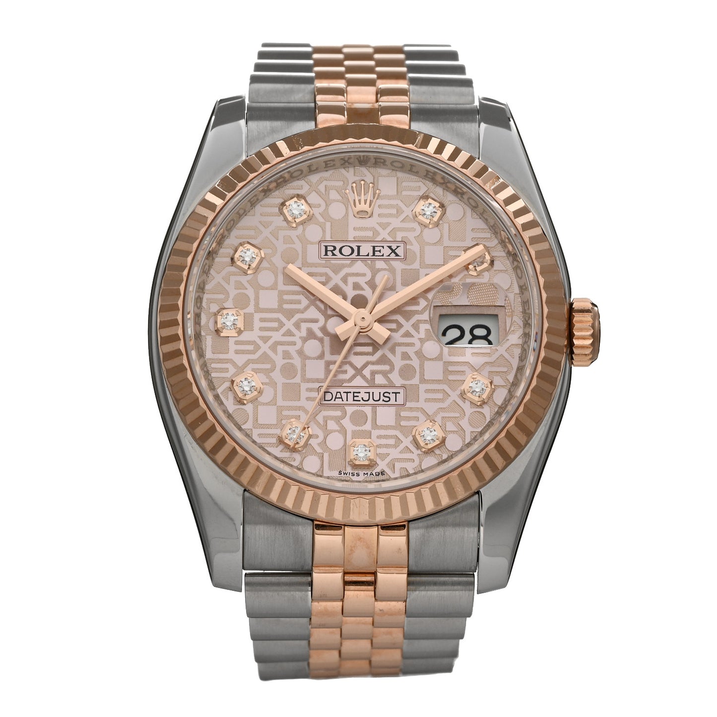 Stainless Steel 18K Everose Gold Diamond 36mm Oyster Perpetual Datejust Watch Pink Jubilee 116231