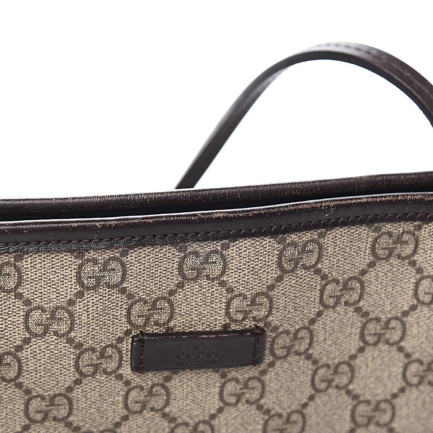 GG Supreme Monogram Medium Zippered Tote Dark Brown