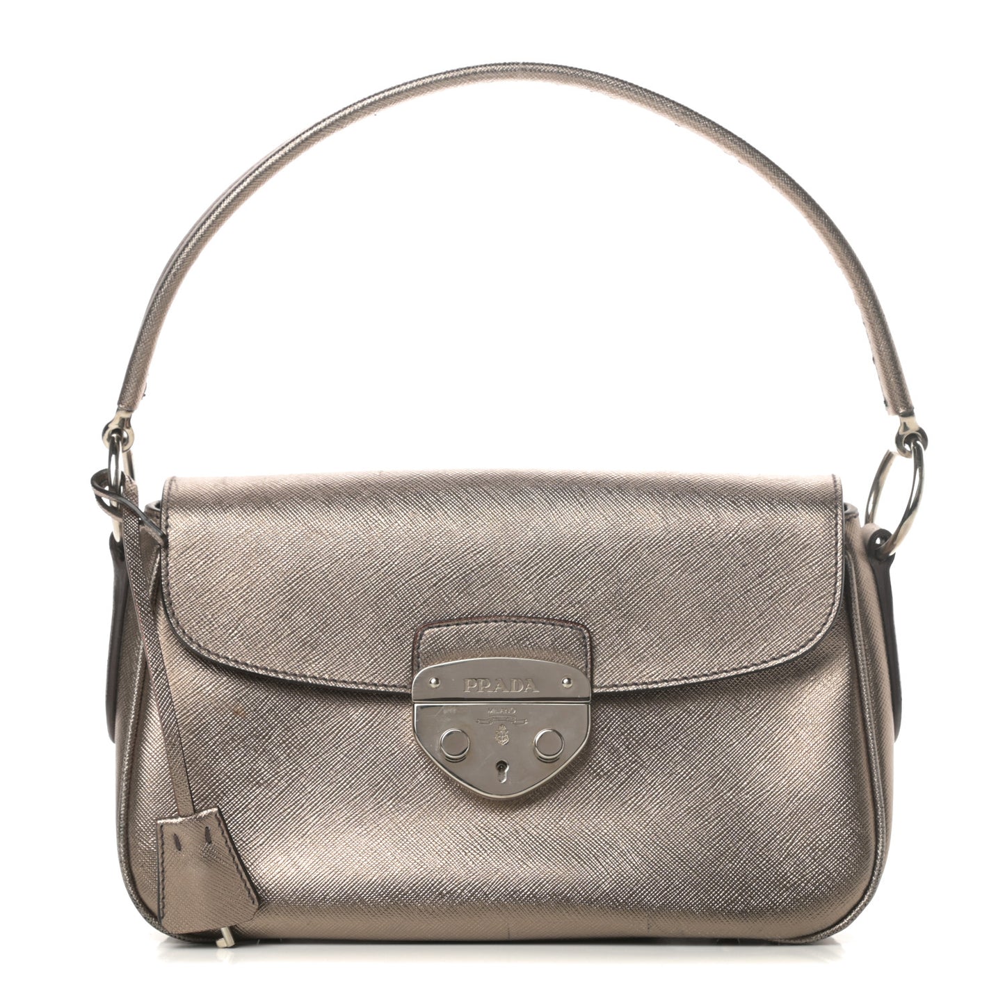 Metallic Saffiano Pushlock Shoulder Bag Bronzo
