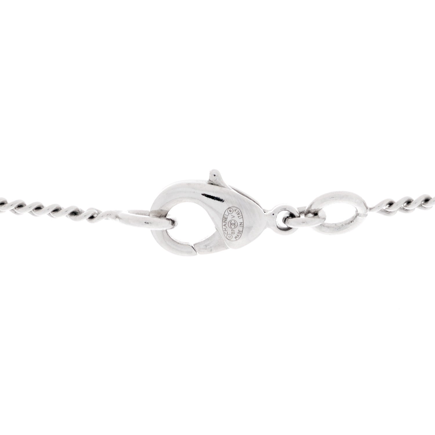 Chanel Crystal Timeless CC Necklace Silver 3 of 3