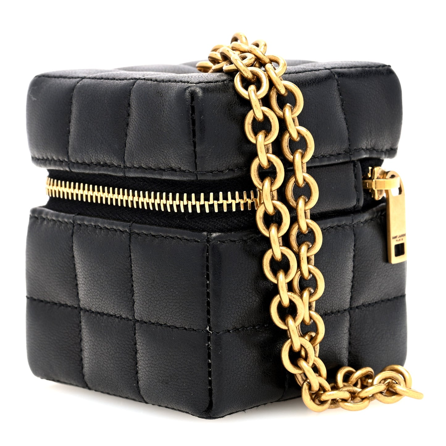 Lambskin Cassandre Matelasse Carre Mini Cube On Chain Black
