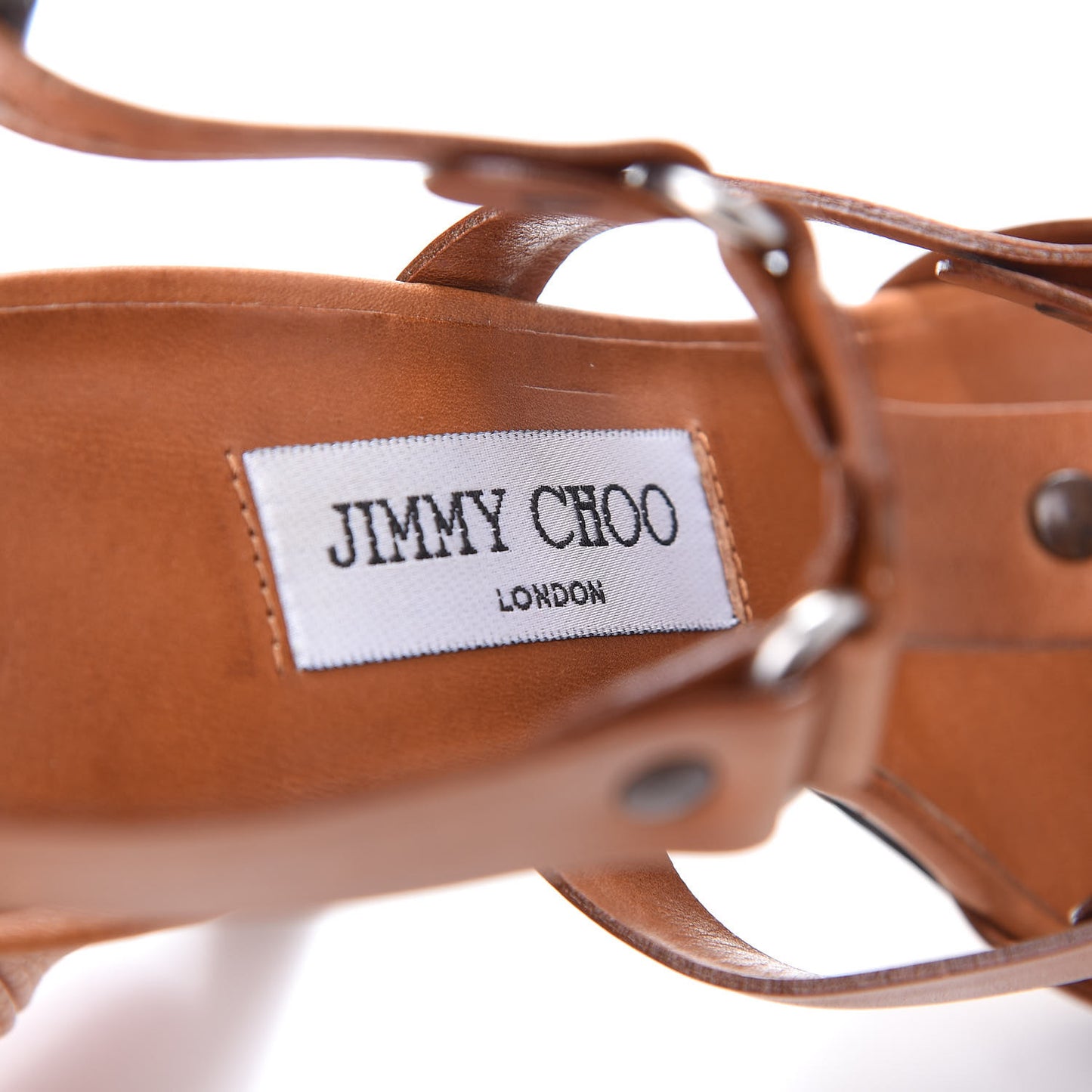 Calfskin Studded Cage Sandal 38 Brown