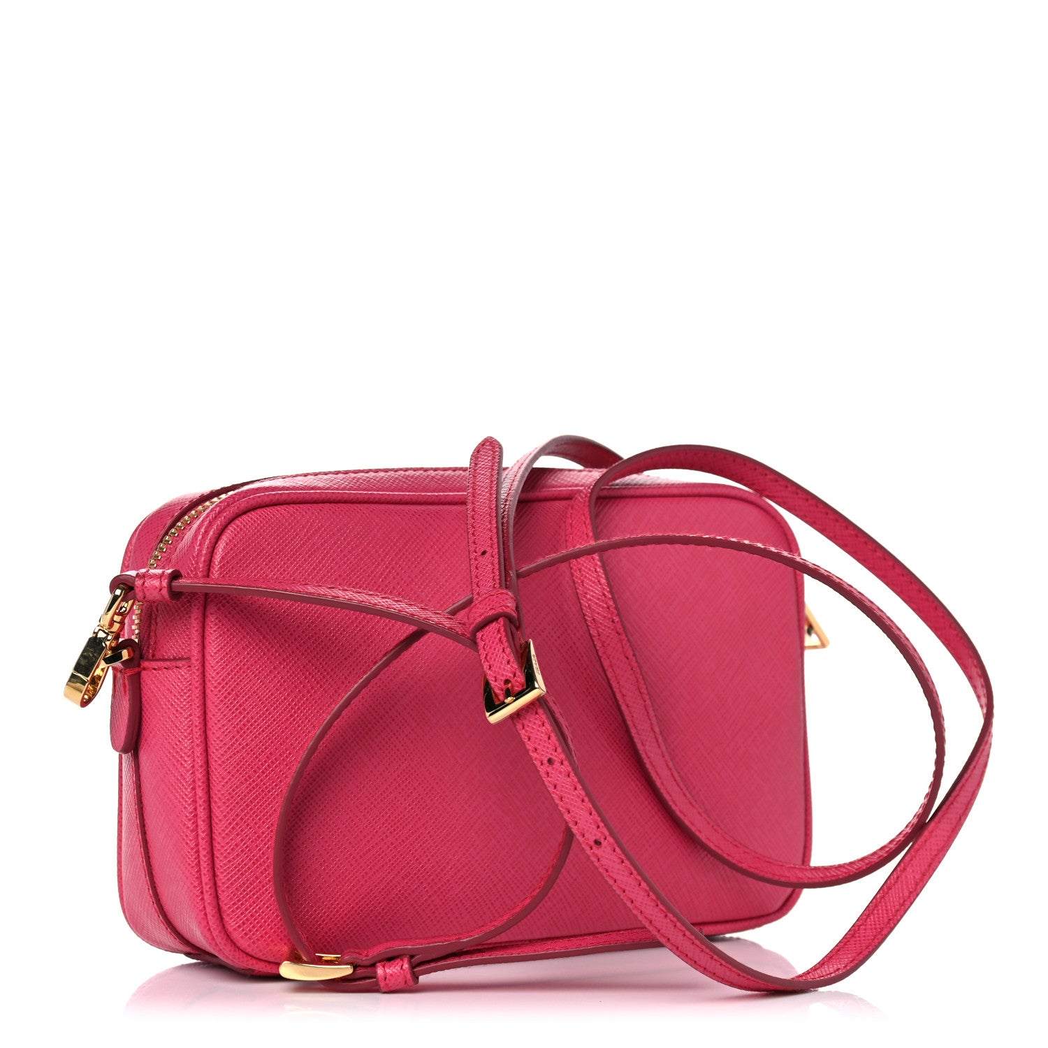 Prada Saffiano Mini Monochrome Camera Crossbody Bag Magenta 3 of 9
