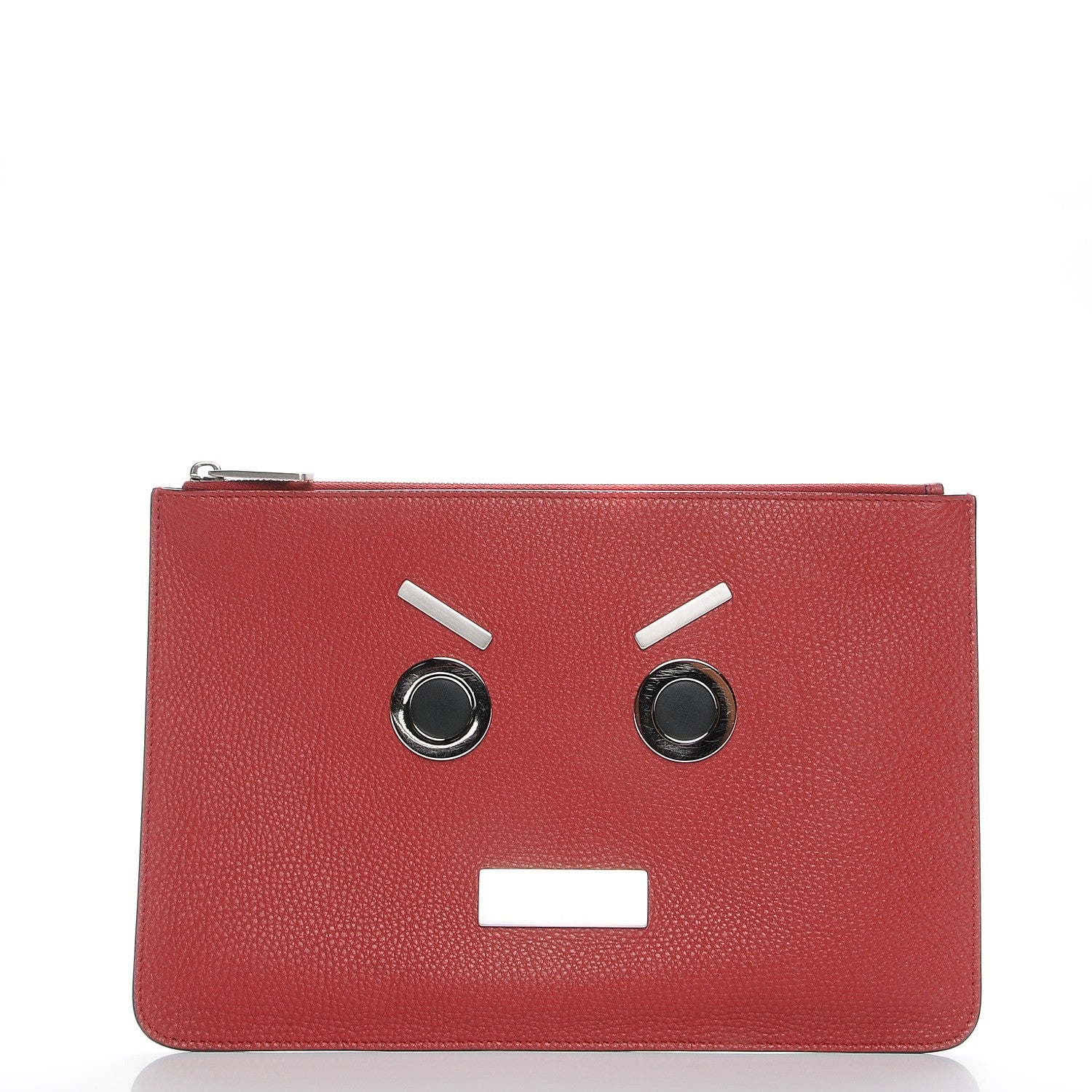 Fendi Calfskin Faces Pouch Rosso 1 of 9