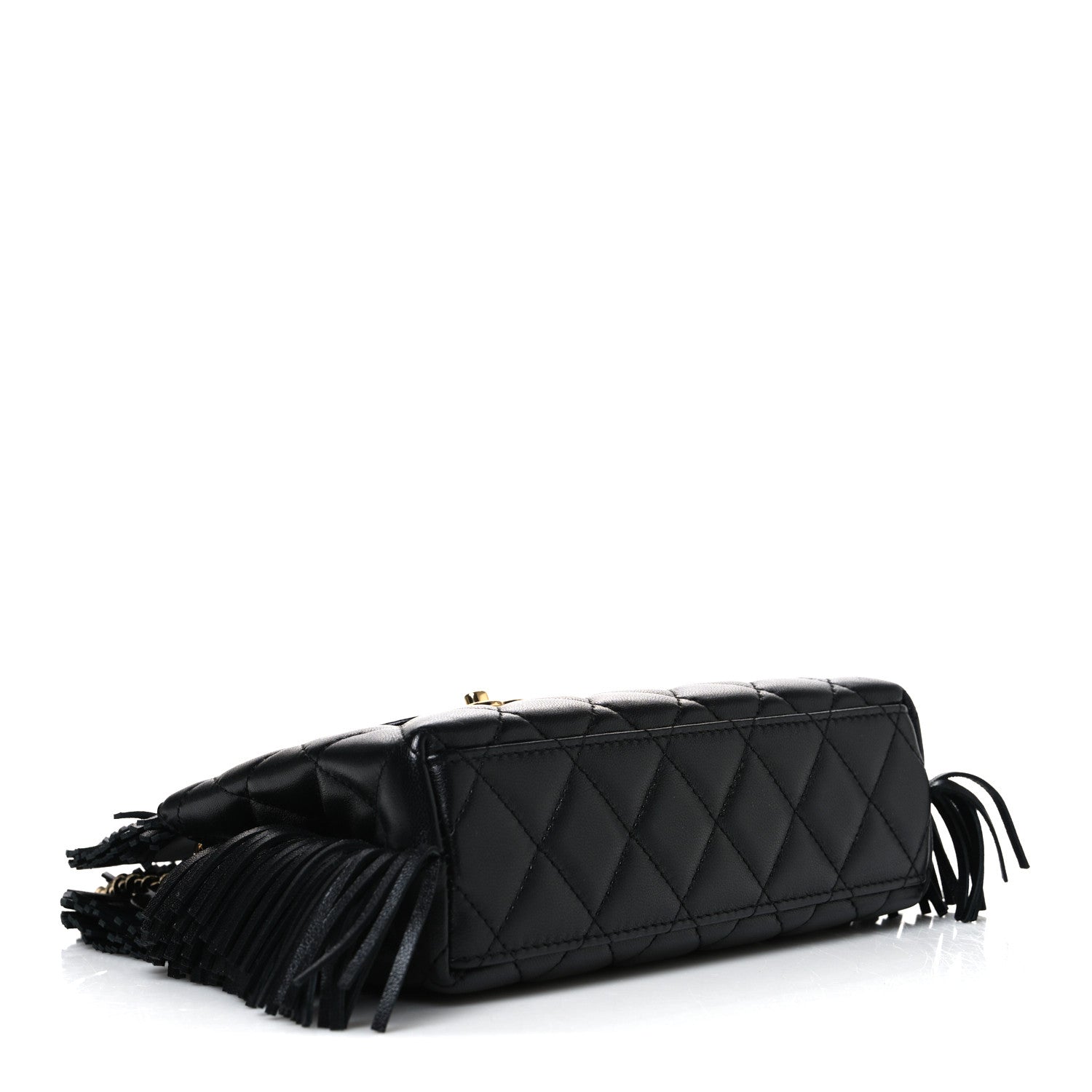 Chanel Lambskin Fringe Nano Kelly Shopper Black 4 of 10
