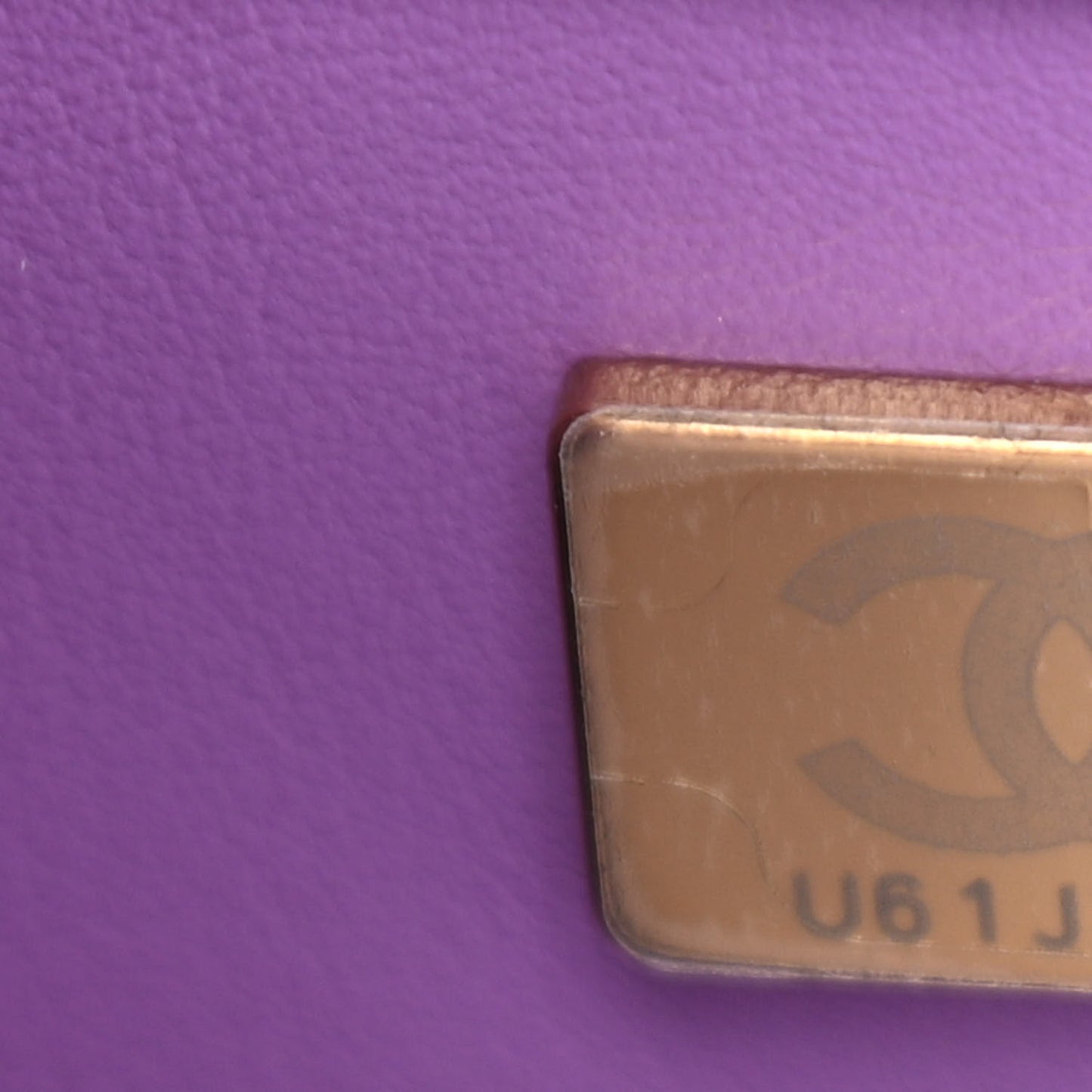 Lambskin Enamel Quilted Mini Pending CC Square Flap Purple