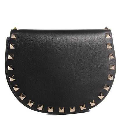 Valentino Garavani Vitello Rockstud Halfmoon Saddle Bag Black 1 of 9