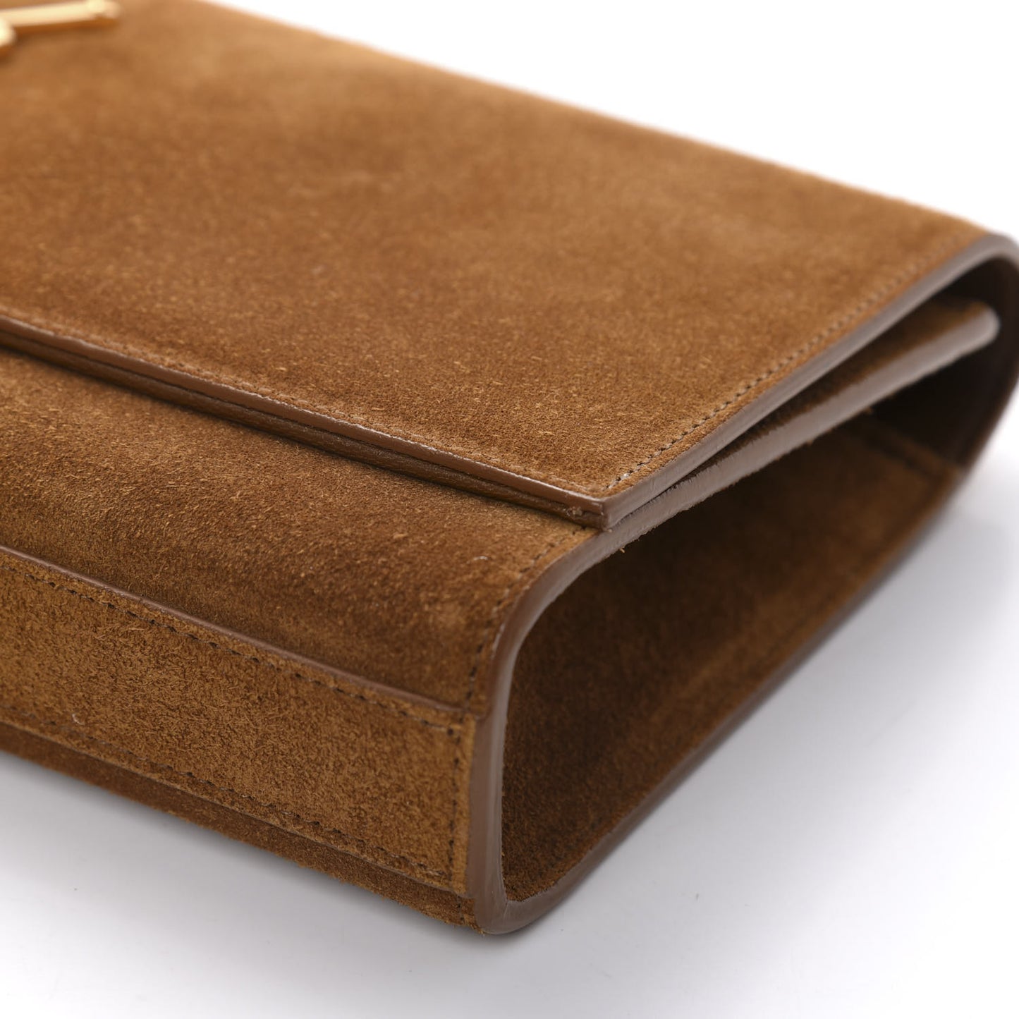 Suede Cassandre Tassel Clutch Tan