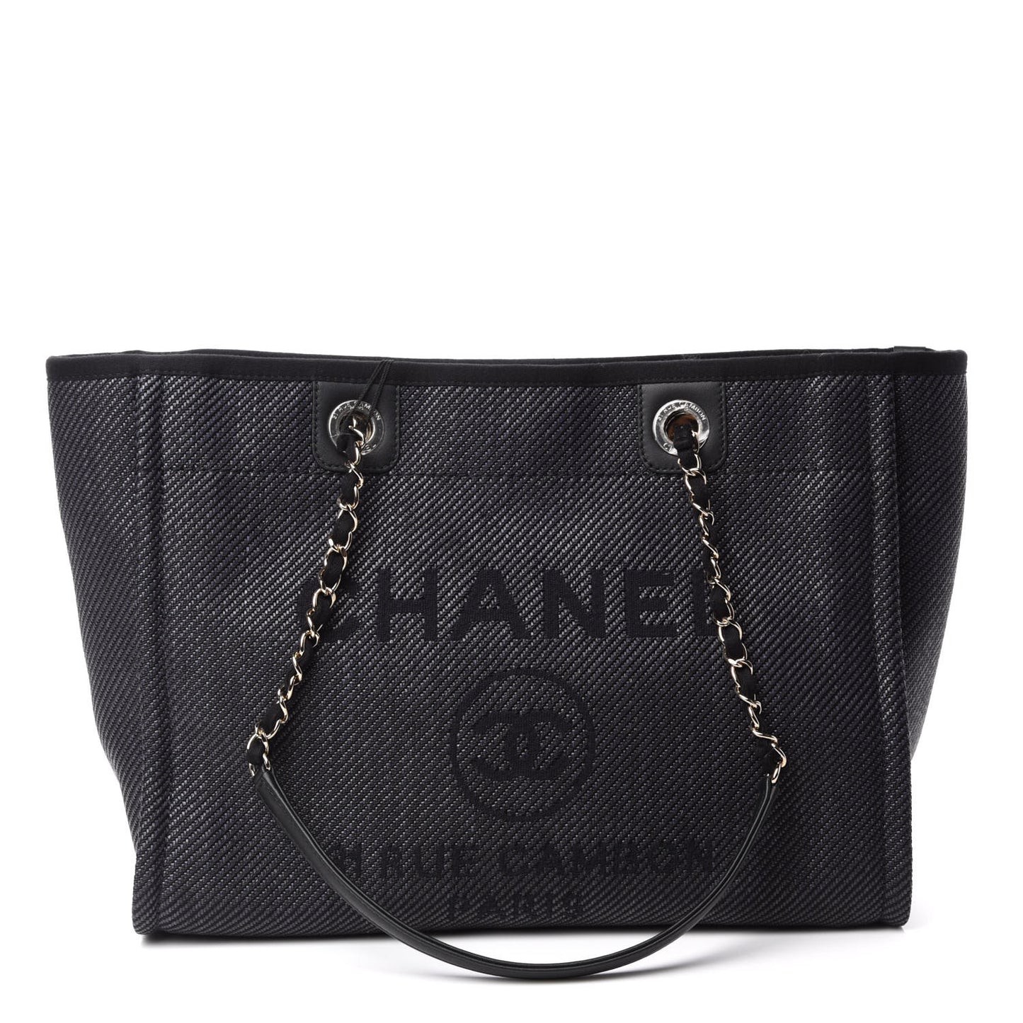 Mixed Fibers Calfskin Small Deauville Tote Black