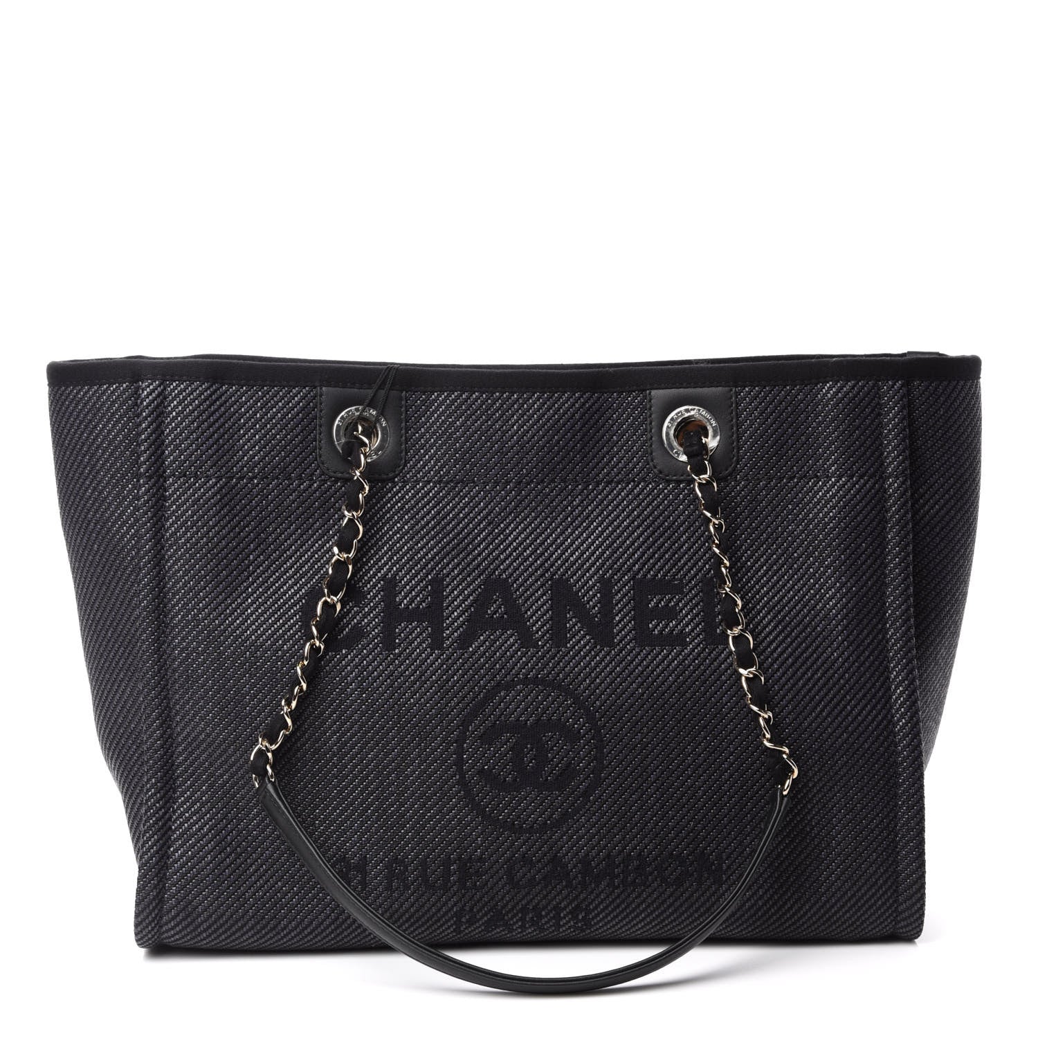 Chanel Mixed Fibers Calfskin Small Deauville Tote Black 1 of 11