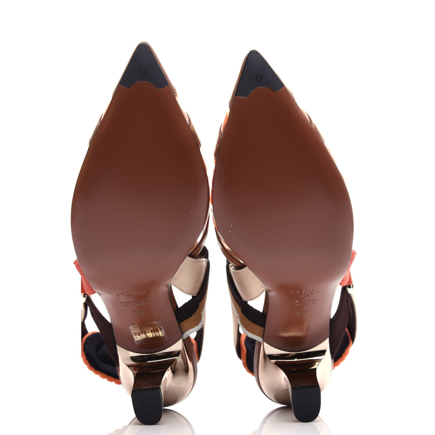 PVC Vitello FF Colibri 55mm Slingback Pumps 39 Transparent Aranciata Cuoio Avana