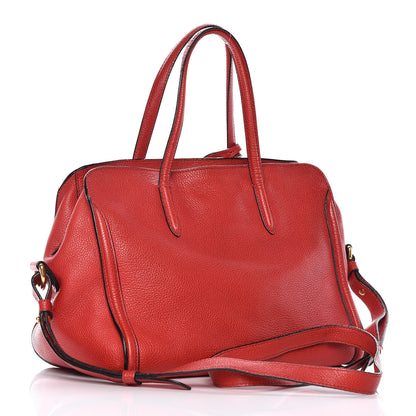 Alexander McQueen Pebbled Calfskin Small Skull Padlock Zip Around Tote Red 3 of 22