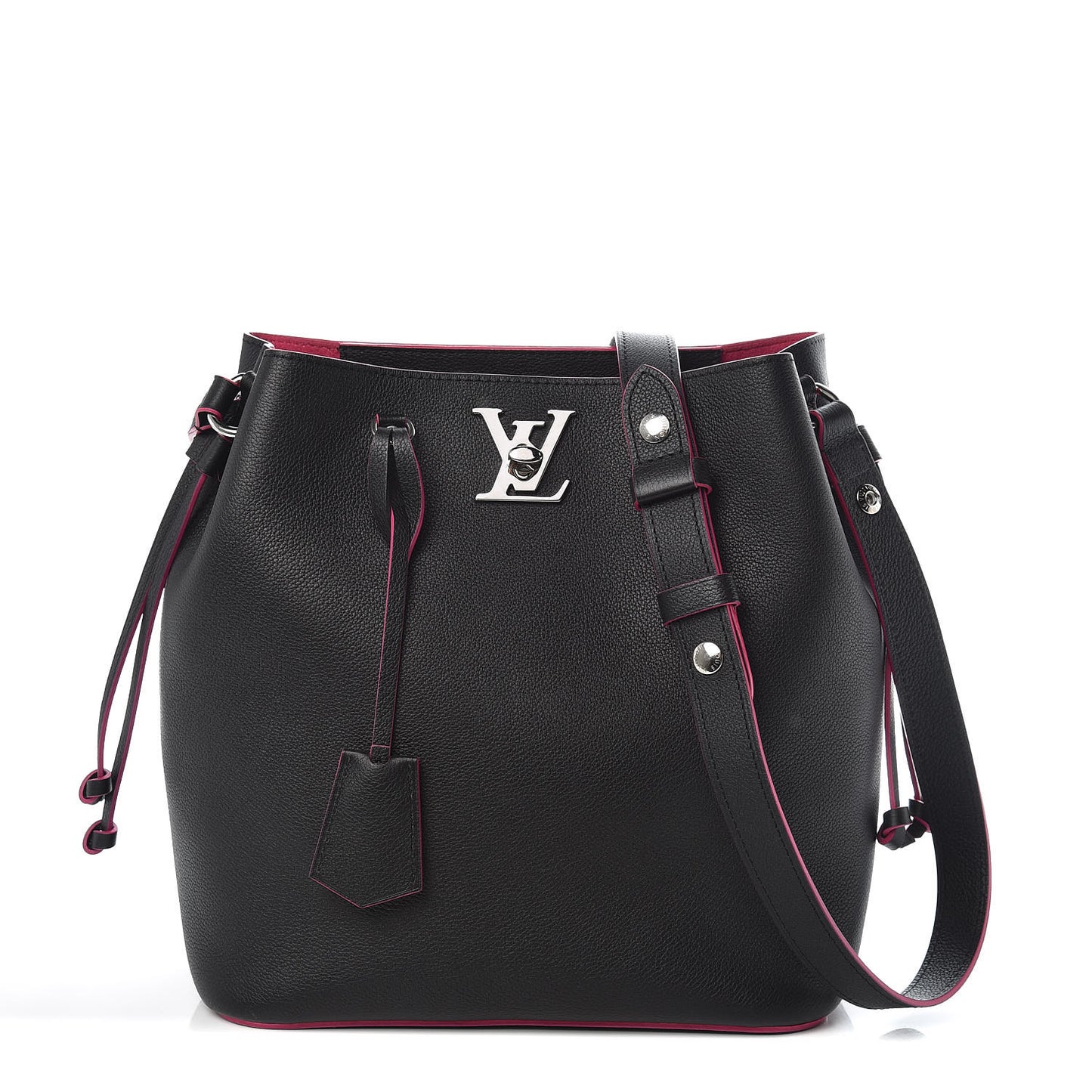 Calfskin Lockme Bucket Black