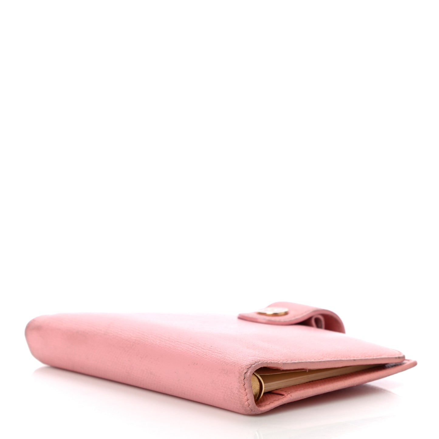 Grained Calfskin CC Button Pocket Agenda Cover Pink