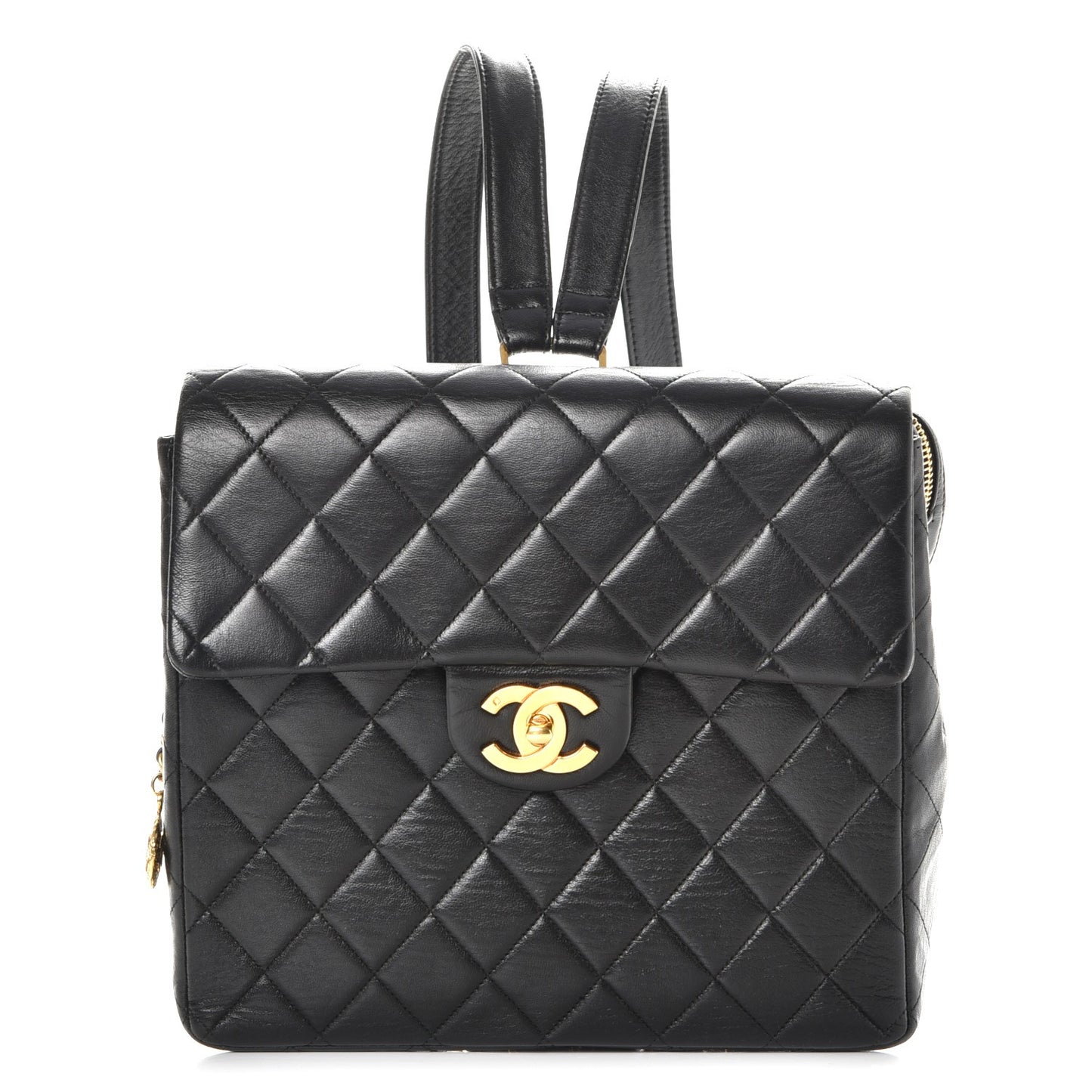 Lambskin Quilted Backpack Black
