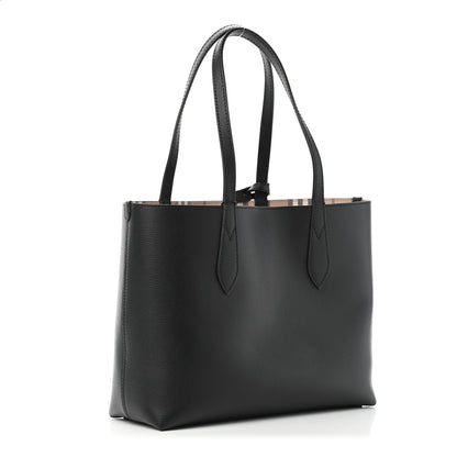 Burberry Grainy Calfskin Haymarket Check Medium Reversible Tote Black 2 of 6