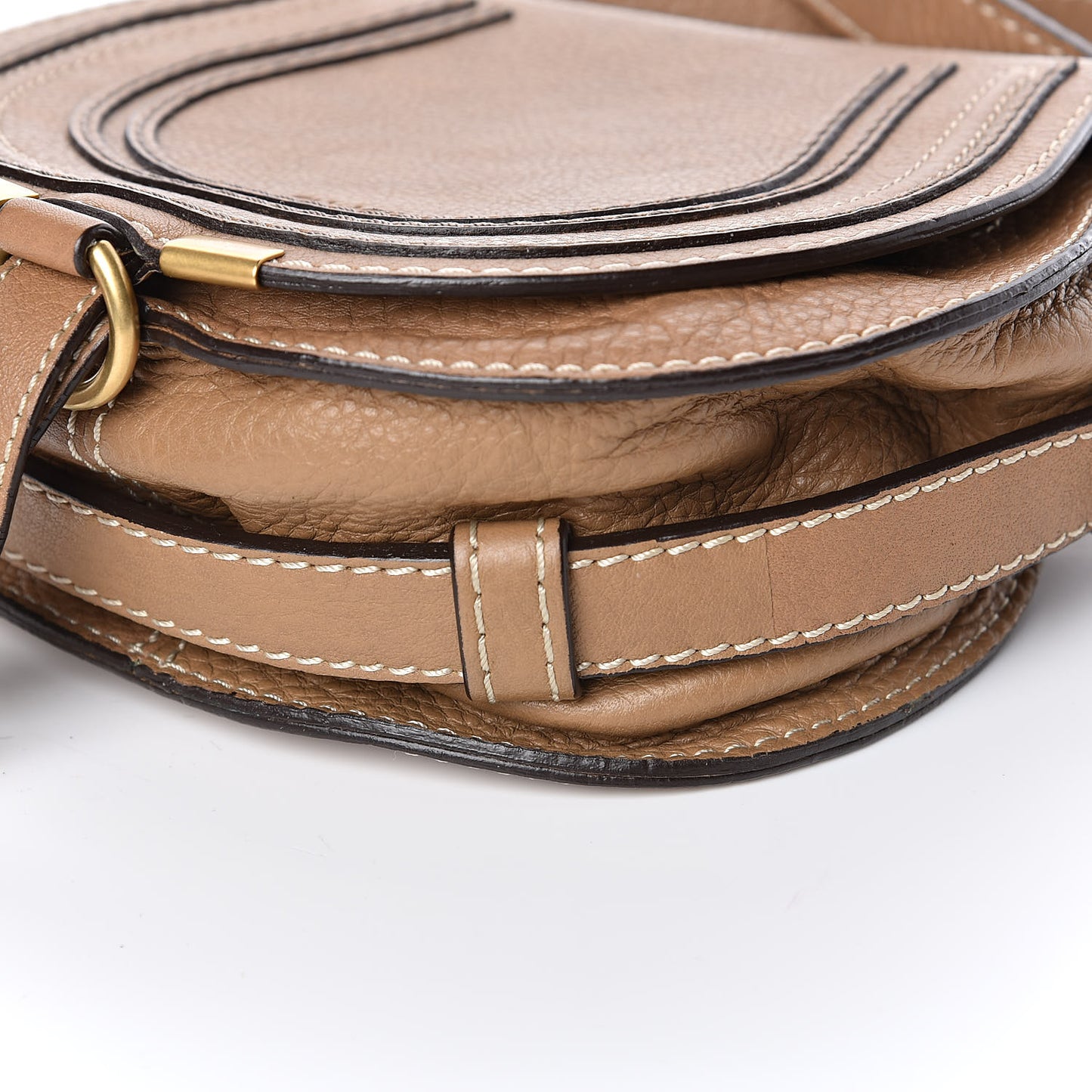Calfskin Mini Marcie Round Crossbody Bag Nut