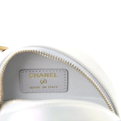 Chanel Iridescent Calfskin Quilted 19 Round Clutch With Chain White 8 of 10