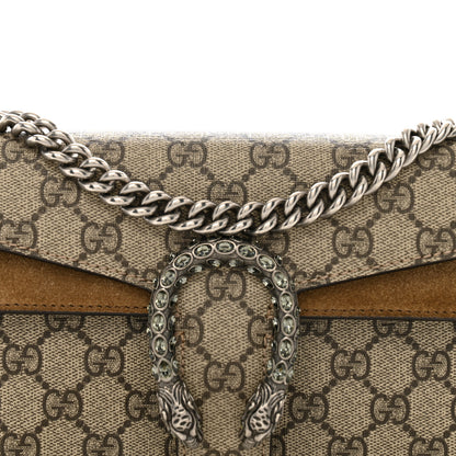 Gucci GG Supreme Monogram Suede Crystal Small Dionysus Shoulder Bag Beige Ebony Taupe 8 of 13