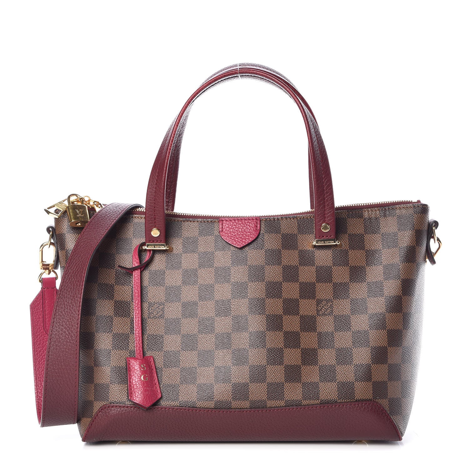 Louis Vuitton Damier Ebene Cuir Taurillon Hyde Park Fuchsia 1 of 10