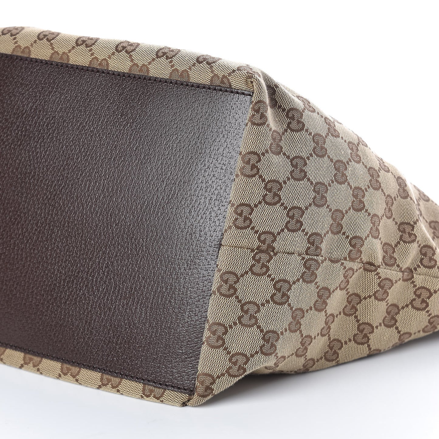 GG Monogram Medium Web Handle Bucket Tote Dark Brown