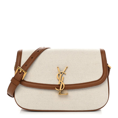 Saint Laurent Linen Calfskin Monogram Small Solferino Satchel Greggio Brick 1 of 10