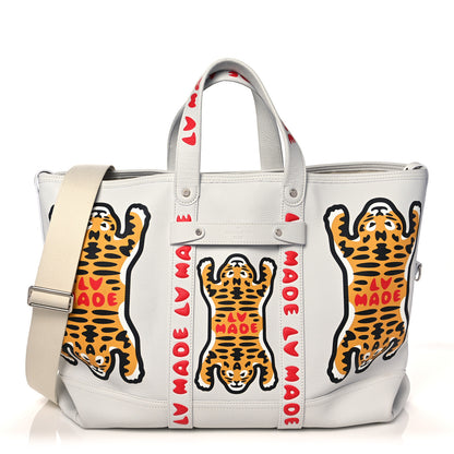 Louis Vuitton X NIGO Calfskin Tiger Journey Tote White 1 of 9