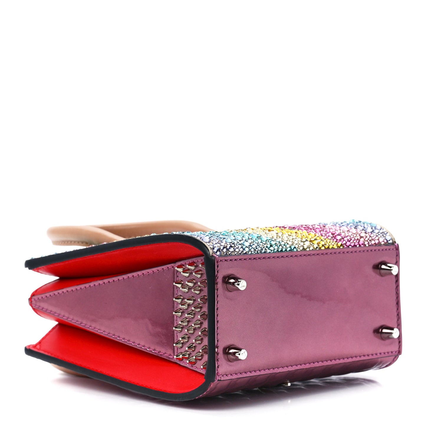 Calfskin Crystal Nano Paloma Rainbow