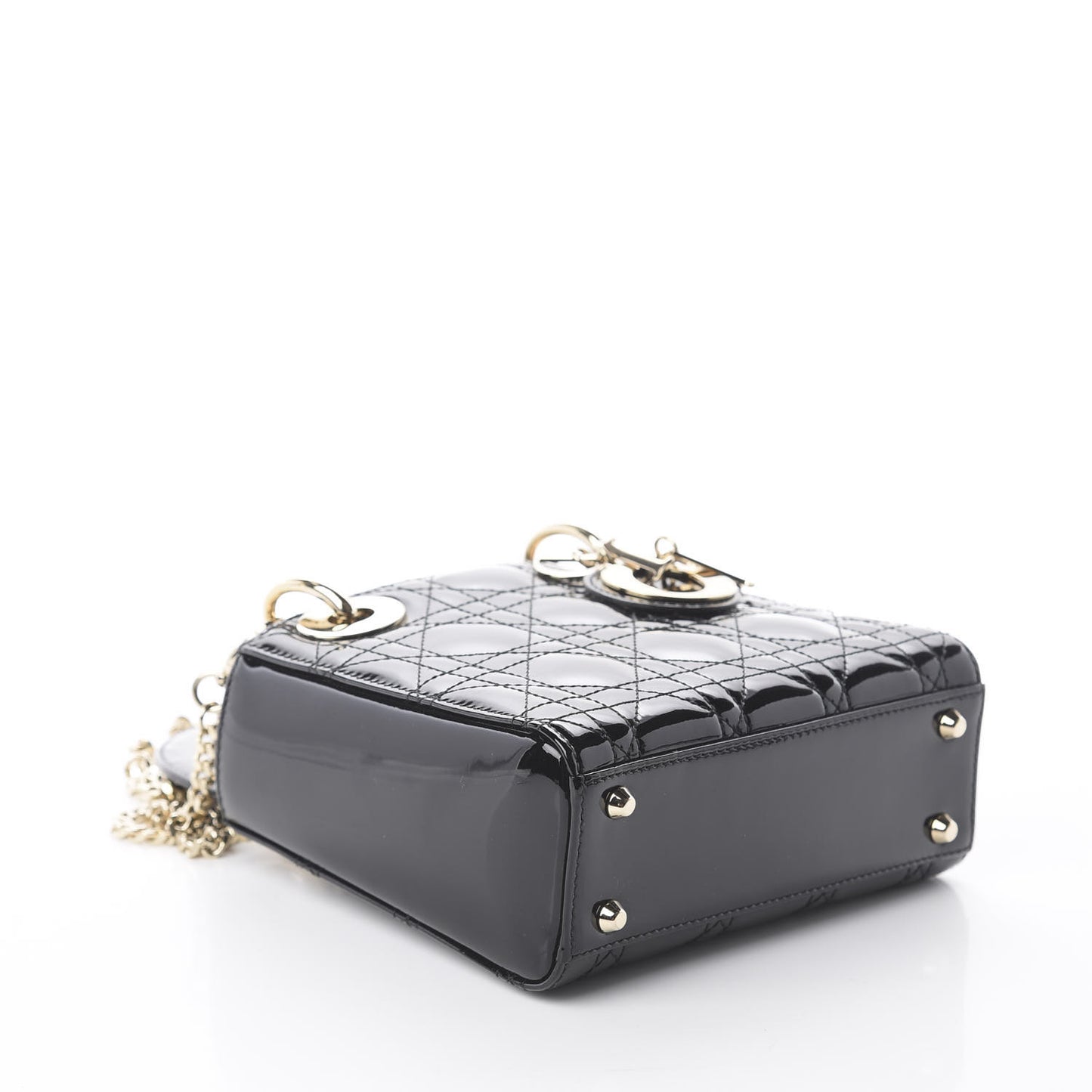 Patent Cannage Mini Lady Dior Black