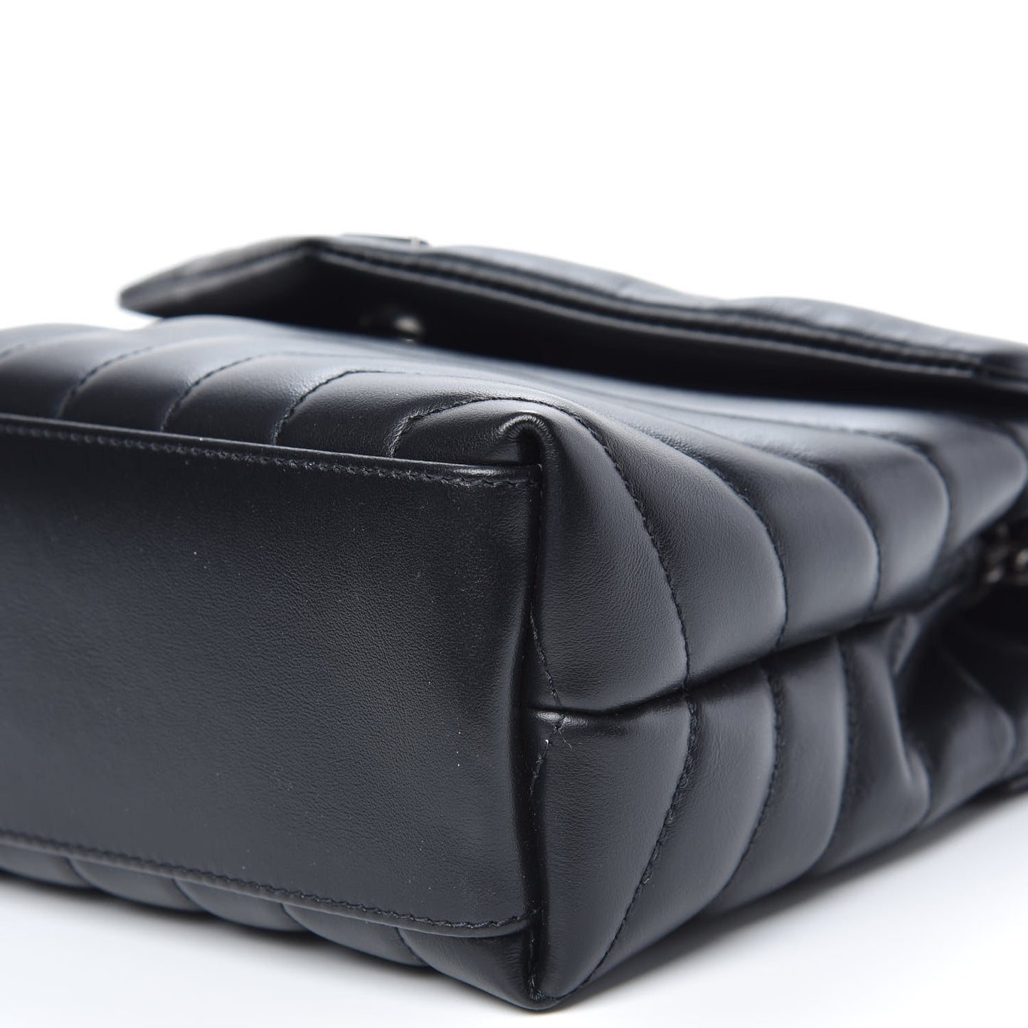 Calfskin Y Quilted Monogram Small Loulou Chain Satchel Black