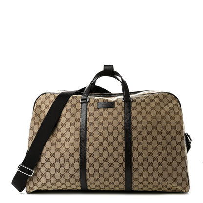 Gucci Monogram Dollar Calfskin Large Boston Duffle Bag Beige Ebony Testa di Moro Marrone Scuro 1 of 10