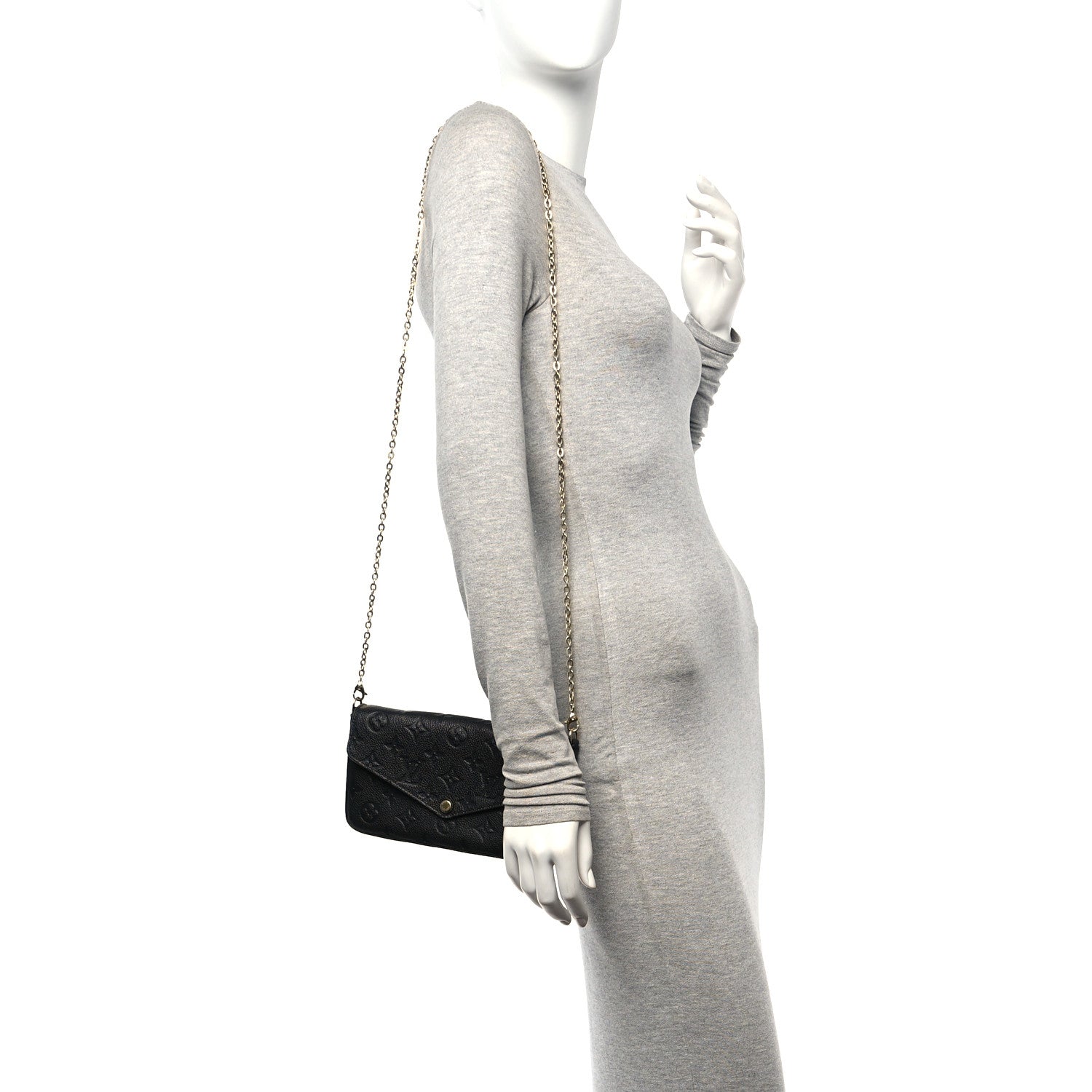 Louis Vuitton Empreinte Pochette Felicie Chain Wallet Black 2 of 10